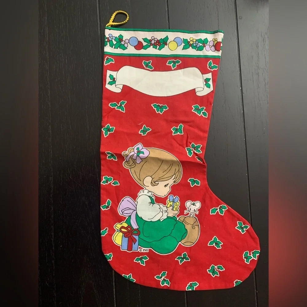 Vintage Precious Moments Holiday Stocking - Picture 1 of 2